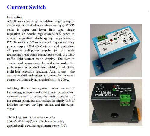 D200-CA 0.5A@240V DC Current Switch